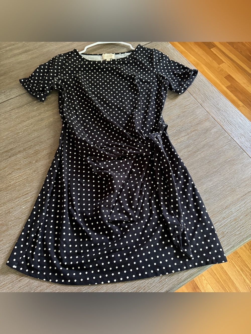 Sezane Pippa Black & White Polka Dot Tie-Waist Dress